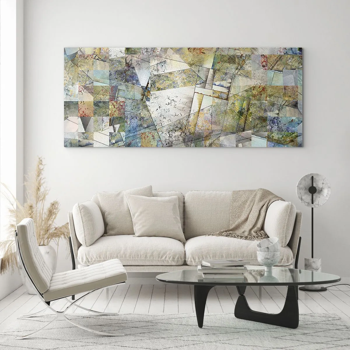 Obraz na skle - Geometrické přeskupení - 100x40 cm
