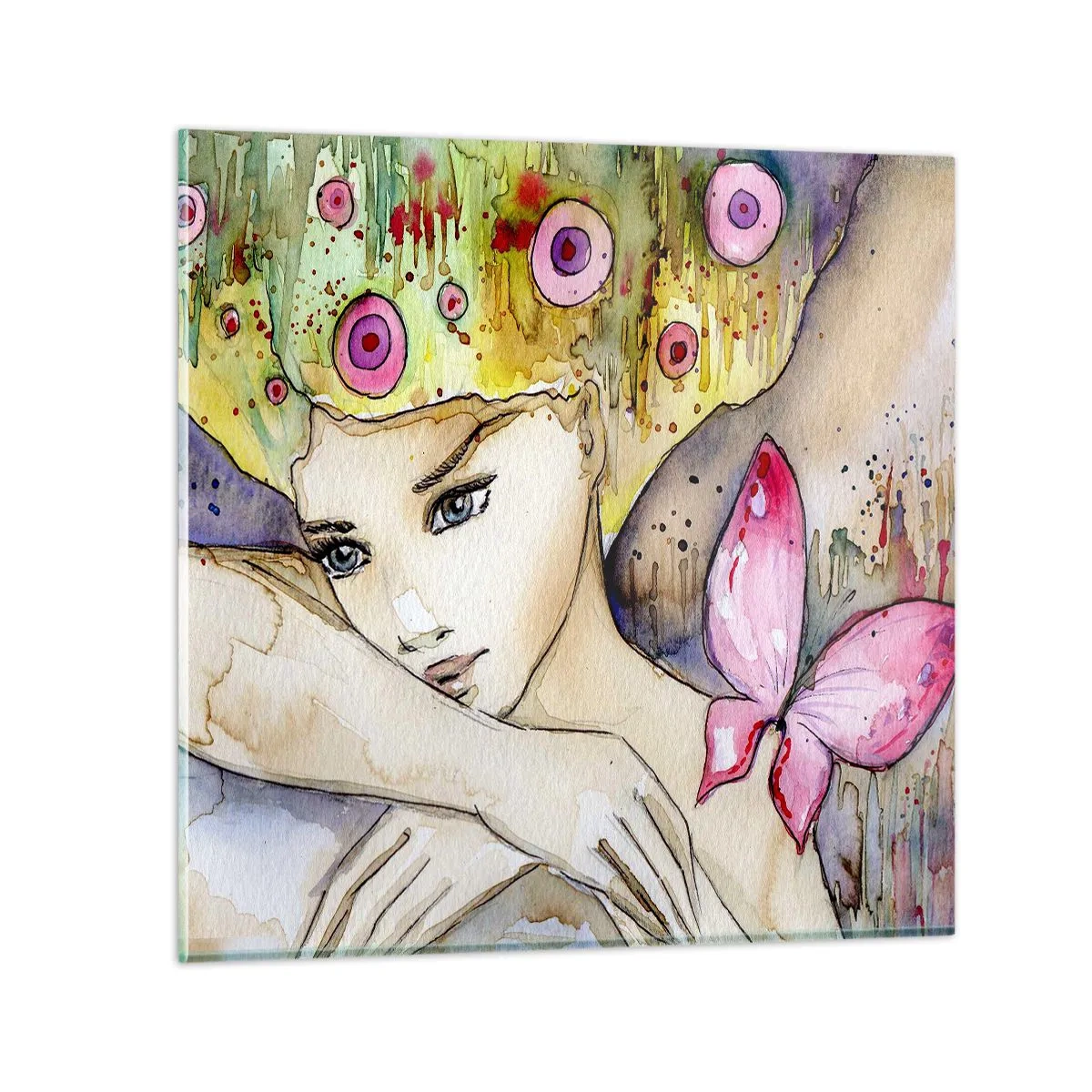 Obraz na skle - Motýlí princezna - 40x40 cm