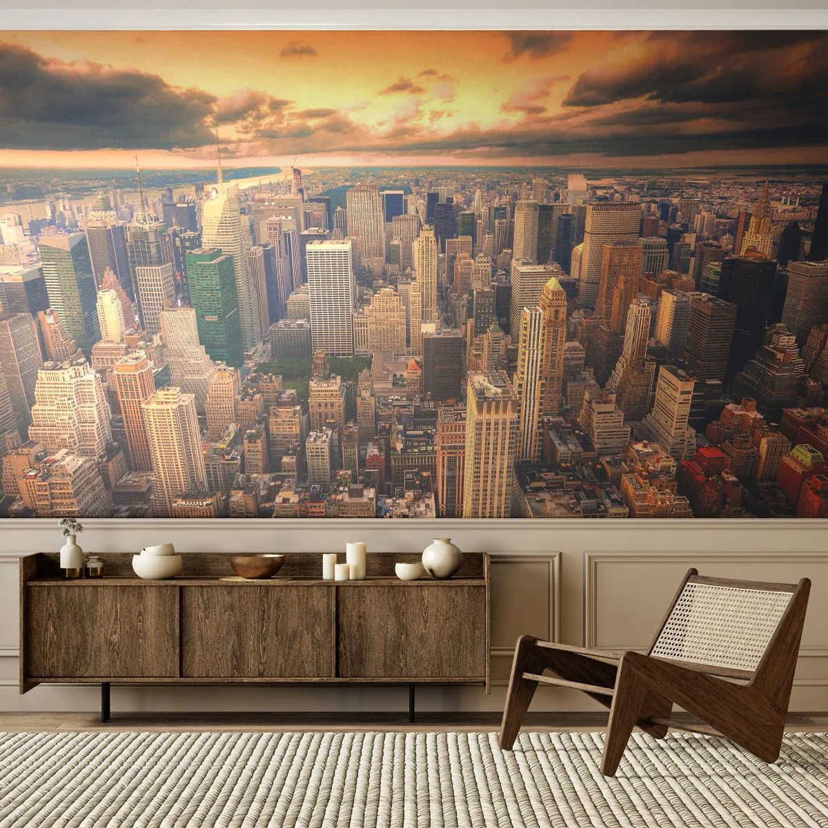 Fototapeta Samolepicí Deluxe Sticker - Pozlacené Metropolis - Město, New York, Architektura - 250x175 cm