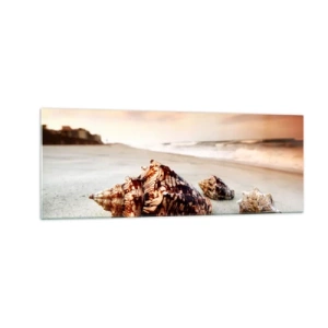 Obraz na skle - Vyvrženci vln - 140x50 cm