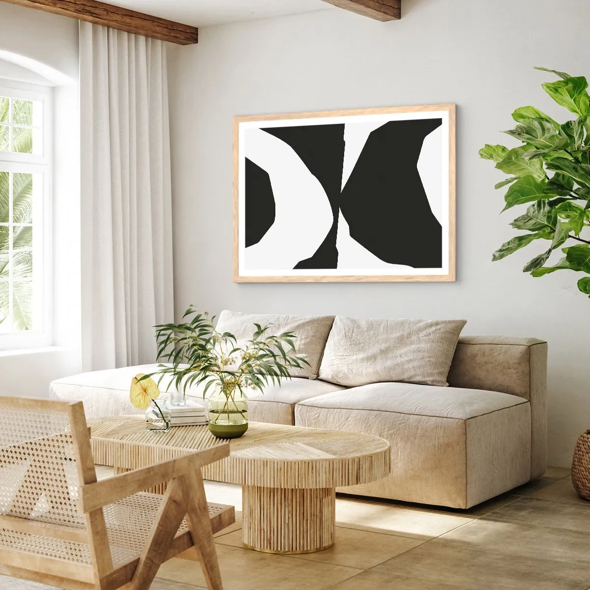 Plakát v rámu světlý dub - Positive-negative - 100x70 cm