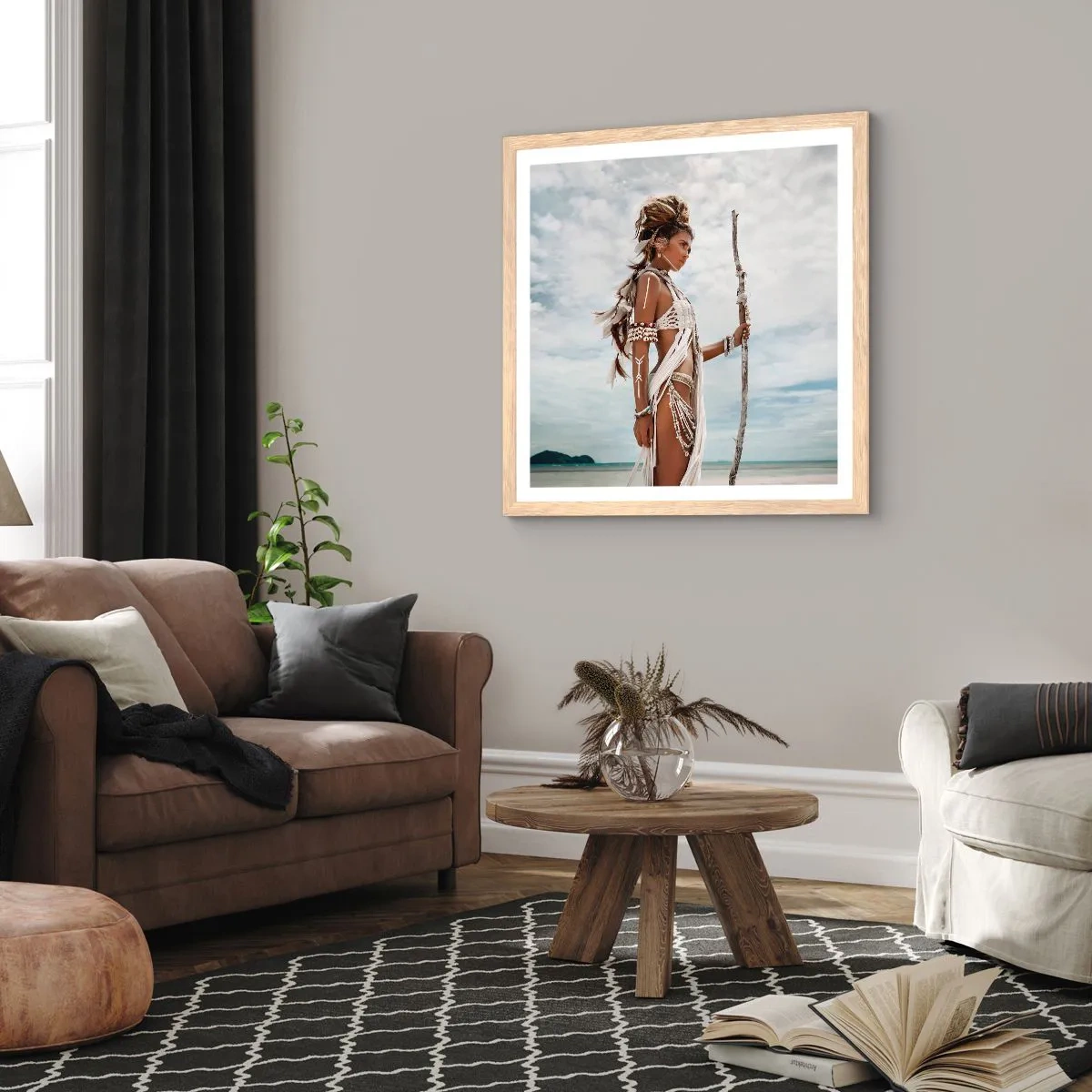 Plakát v rámu světlý dub - Královna tropů - 40x40 cm