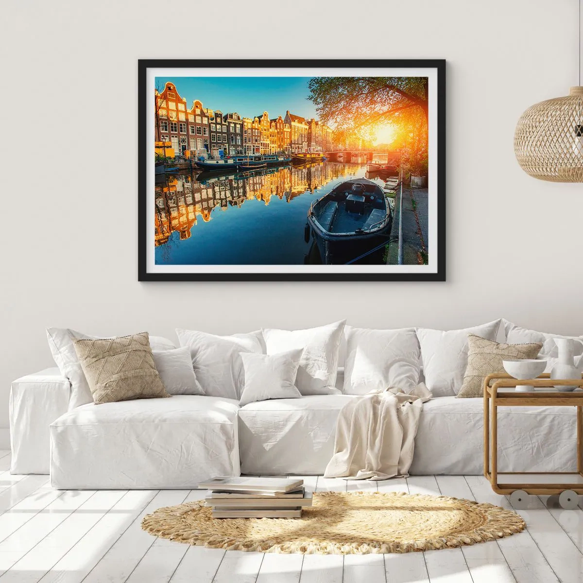 Plakát v černém rámu - Ráno v Amsterdamu - 100x70 cm