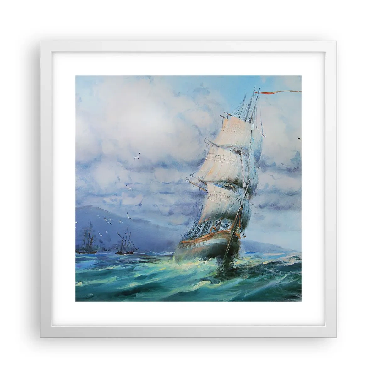 Plakát v bílém rámu - Šťastnou cestu - 40x40 cm