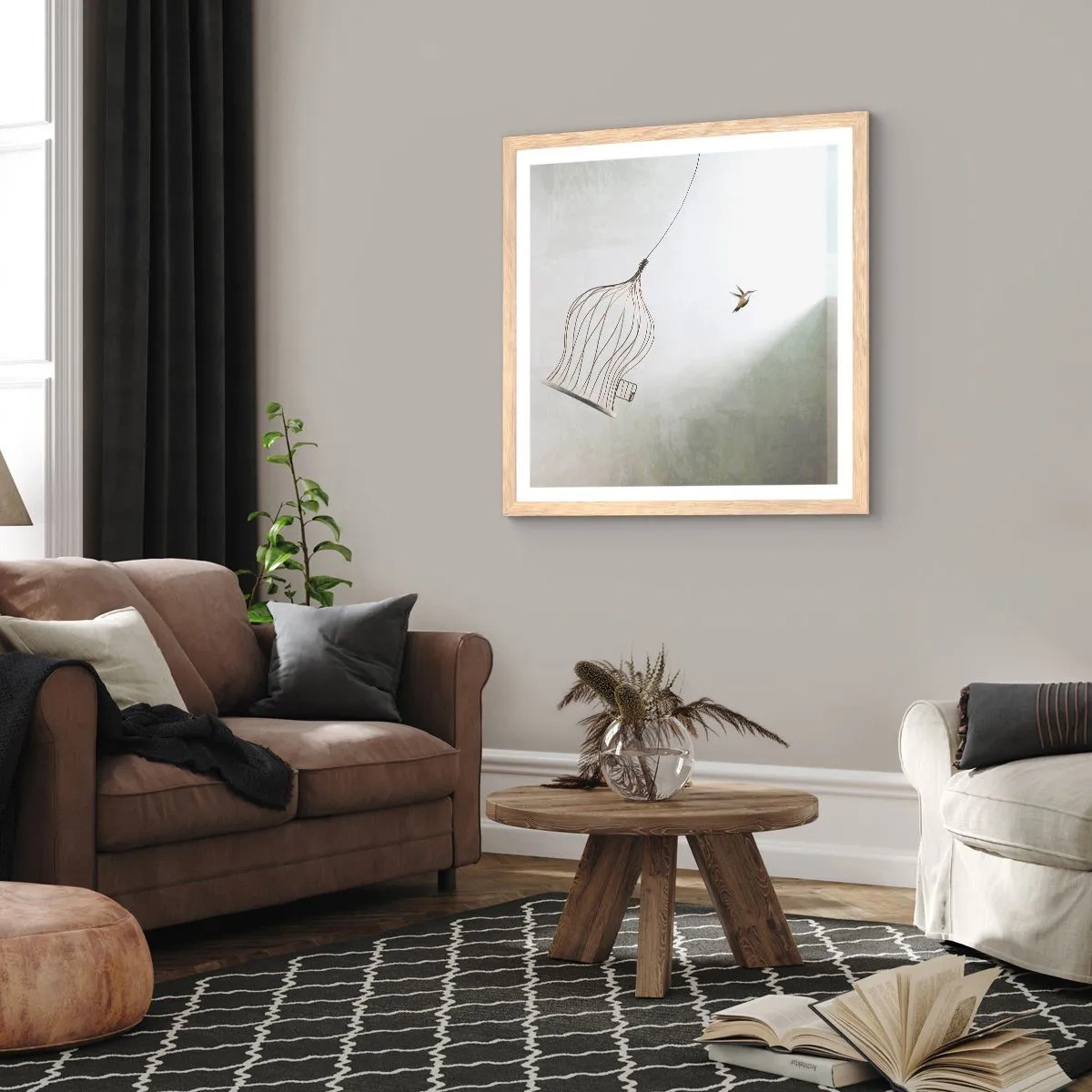Plakát v rámu světlý dub - Ve svém živlu - 30x30 cm