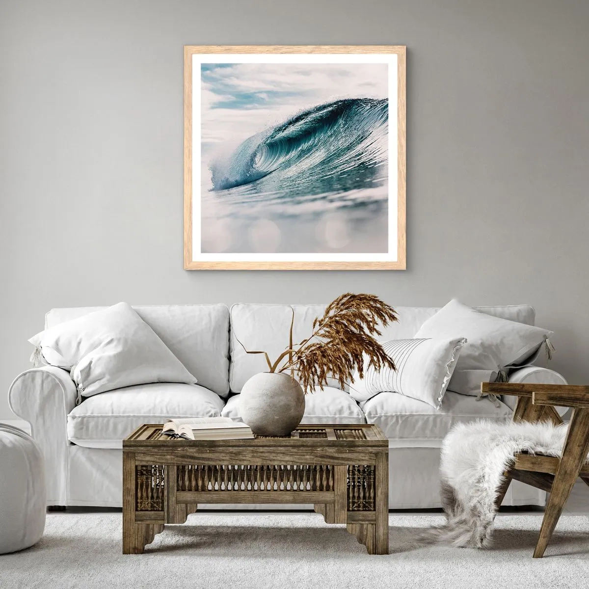 Plakát v rámu světlý dub - Vodní špička - 50x50 cm