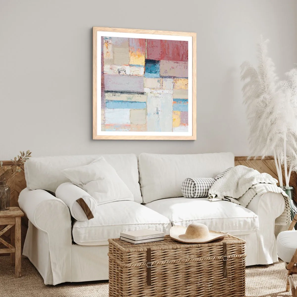 Plakát v rámu světlý dub - Klid geometrie - 60x60 cm