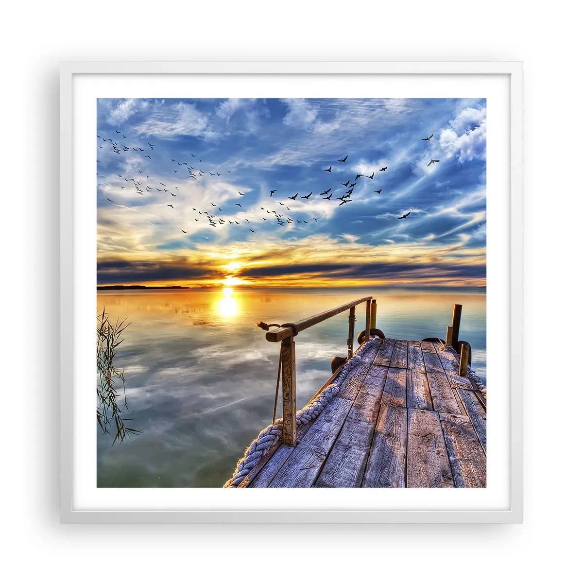 Plakát v bílém rámu - Vítr jde odpočívat - 60x60 cm