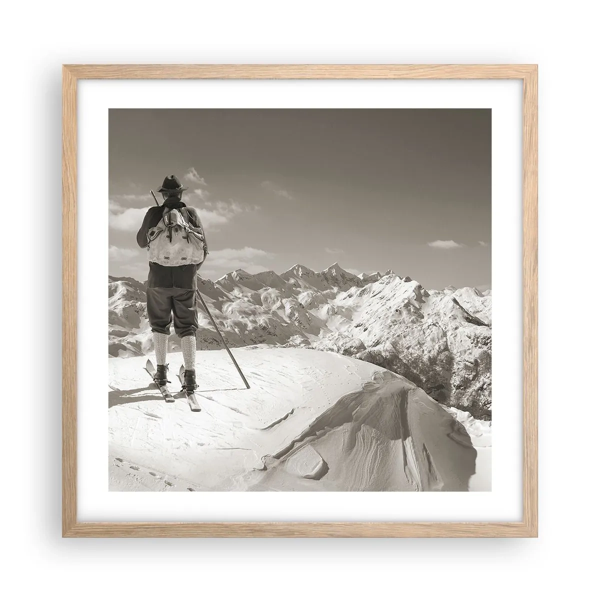 Plakát v rámu světlý dub - Stejné hory - 50x50 cm