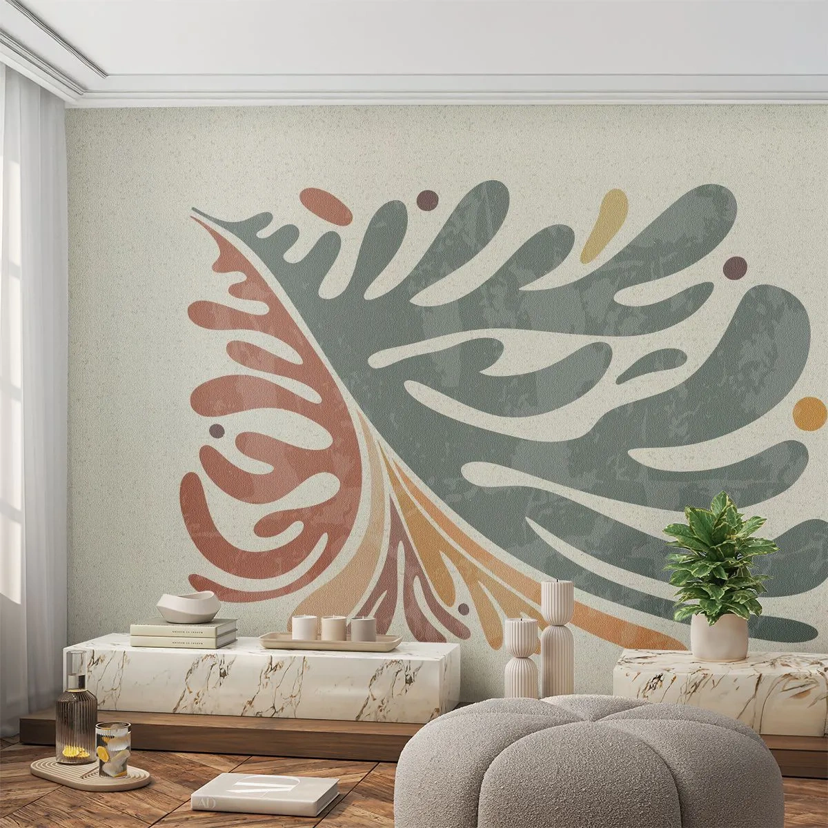 Fototapeta Standard Eco - Vícebarevný list - Boho, Minimalismus, Kus - 400x280 cm