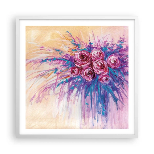 Plakát v bílém rámu - Růžová fontána - 60x60 cm