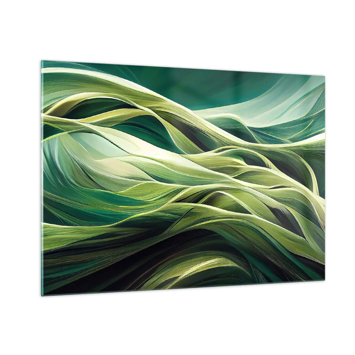 Obraz na skle - Abstraktní hra na zelenou - 100x70 cm
