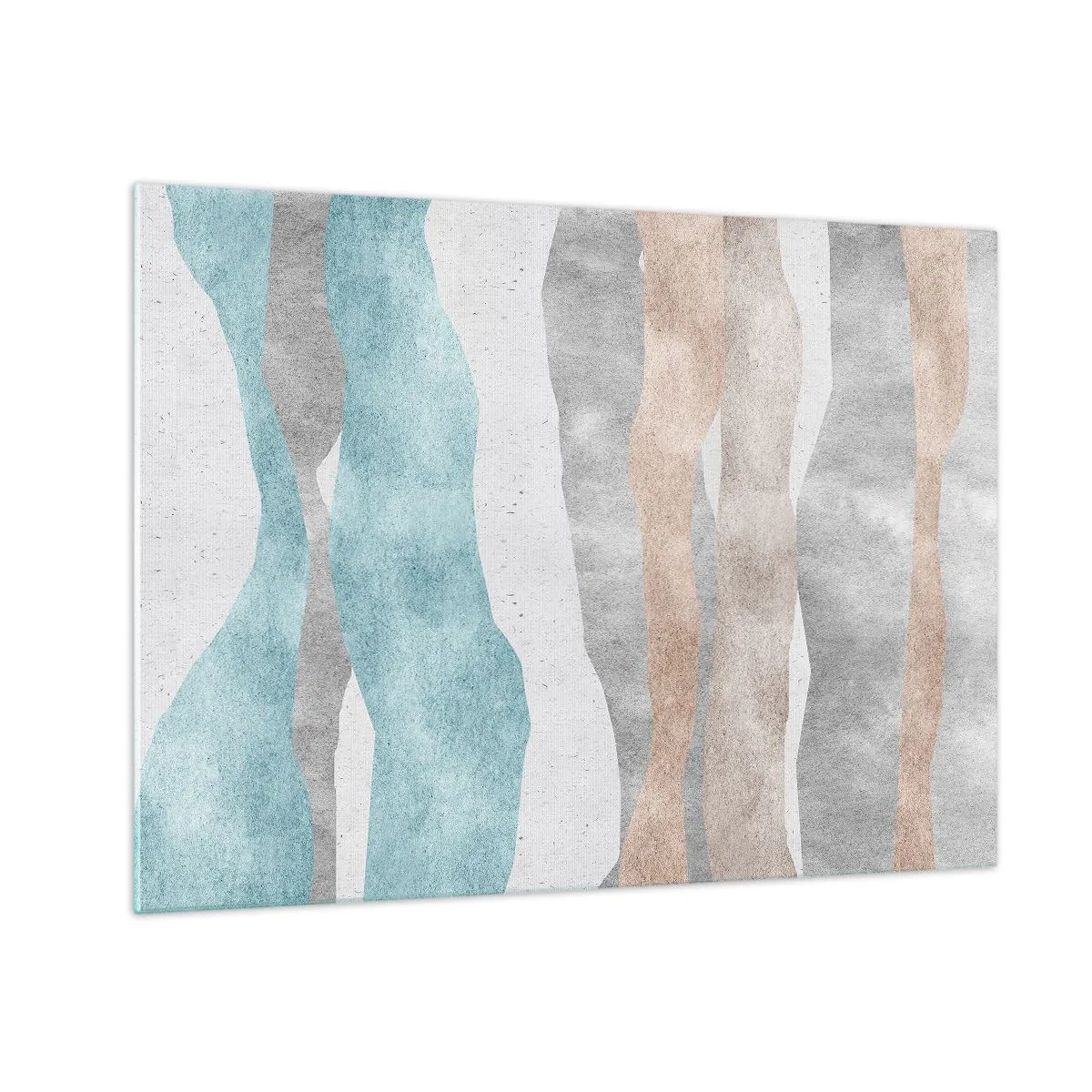 Obraz na skle - Jemné proužky v odstínech béžové a modré - 70x50cm - Studie blízkosti - Moderní nástěnná dekorace do obývacího pokoje a ložnice ARTTOR
