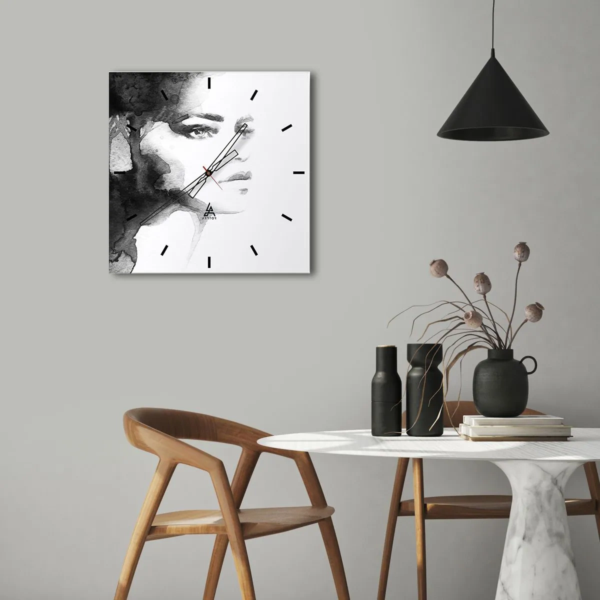 Nástěnné hodiny - Vytvořená z tajemství a mlhy - 40x40 cm