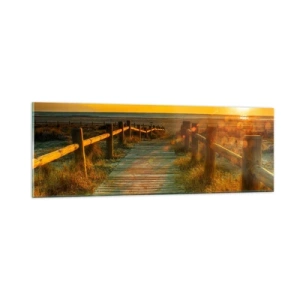 Obraz na skle - Vykoupané ve starém zlatě - 90x30 cm