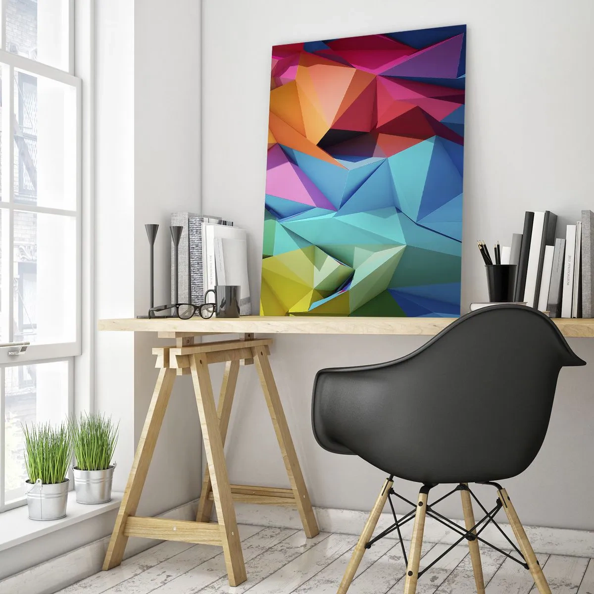 Obraz na skle - Duhové origami - 50x70 cm