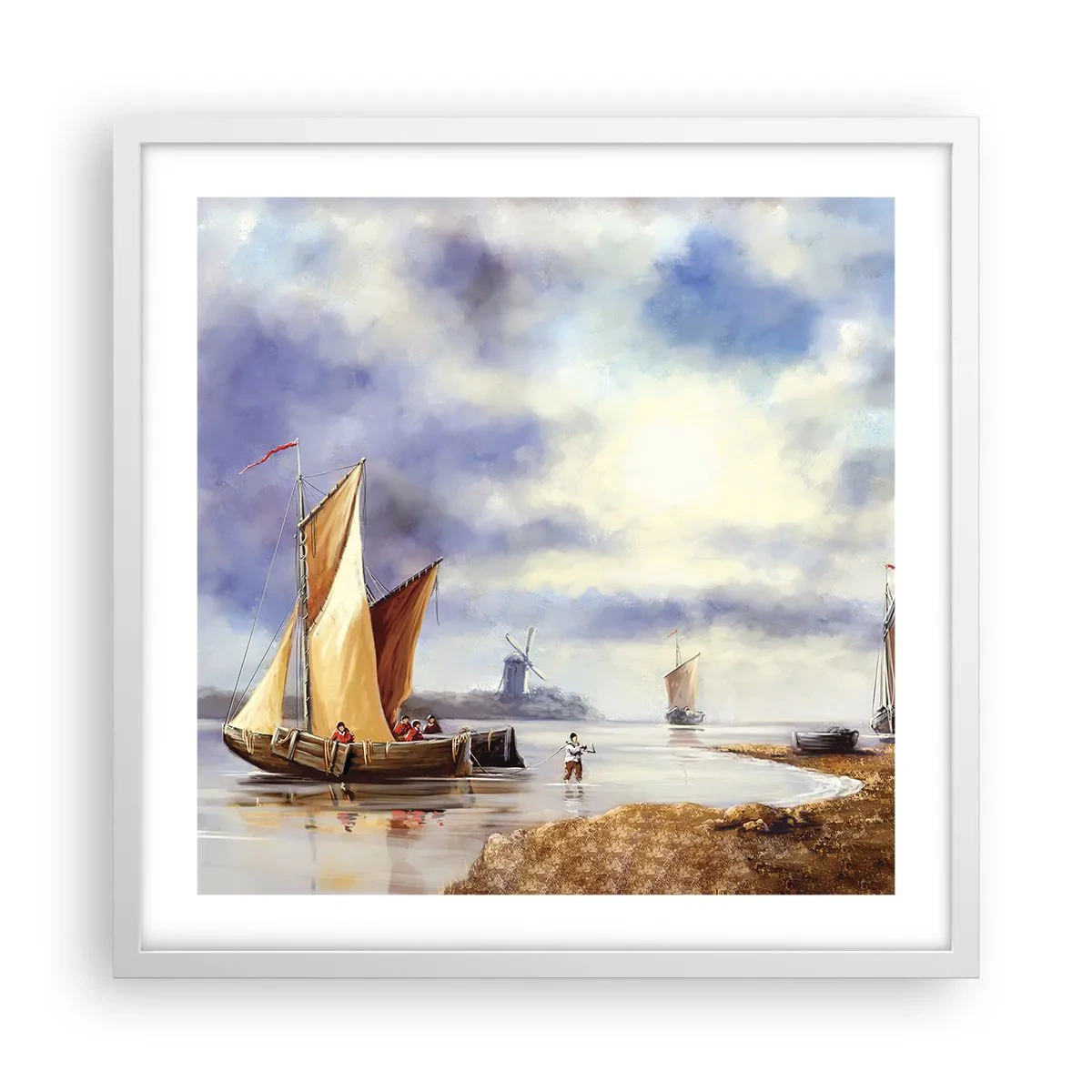 Plakát v bílém rámu - Návrat námořníků - 50x50 cm