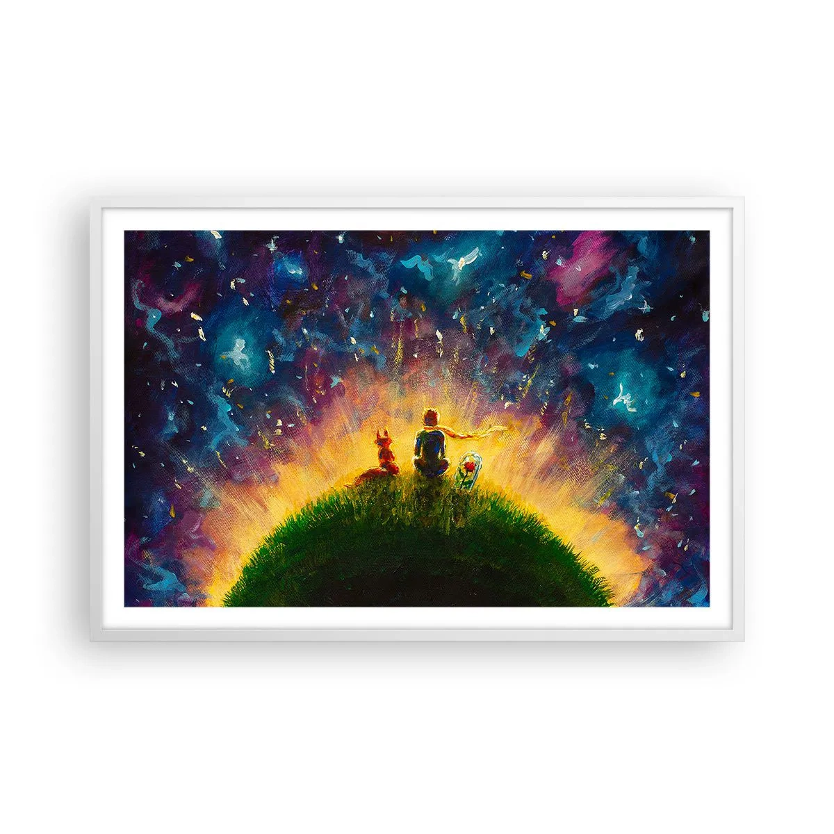 Plakát v bílém rámu - Láska a přátelství - celý svět - 91x61 cm