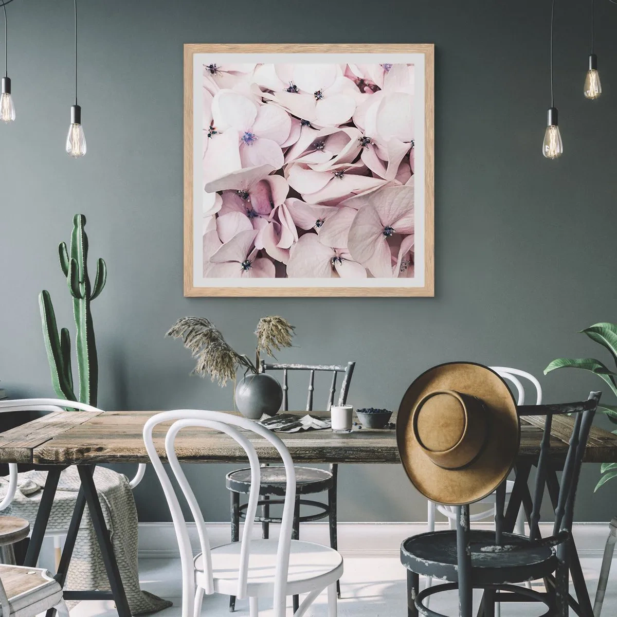 Plakát v rámu světlý dub - V záplavě květin - 40x40 cm