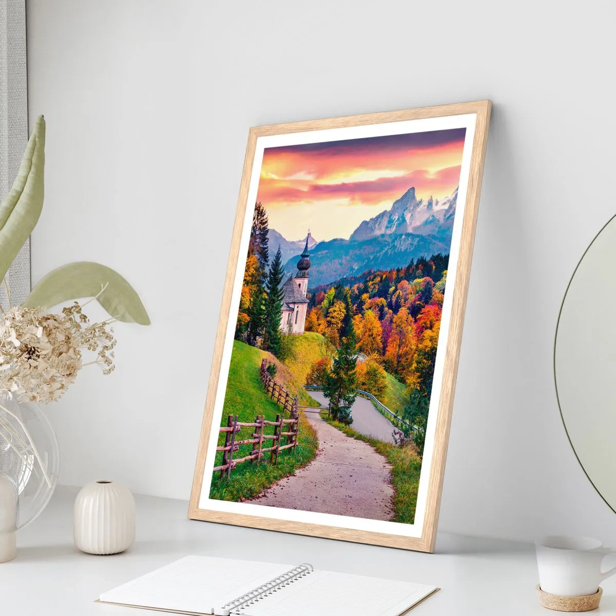 Plakát v rámu světlý dub - Naprosto ideální krajina - 61x91 cm