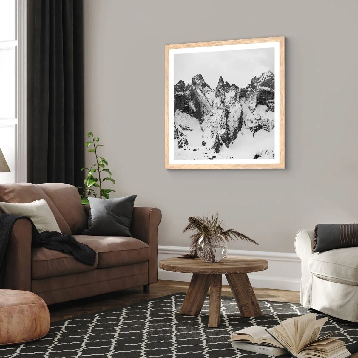 Plakát v rámu světlý dub - Hrozivý žulový hřeben - 50x50 cm