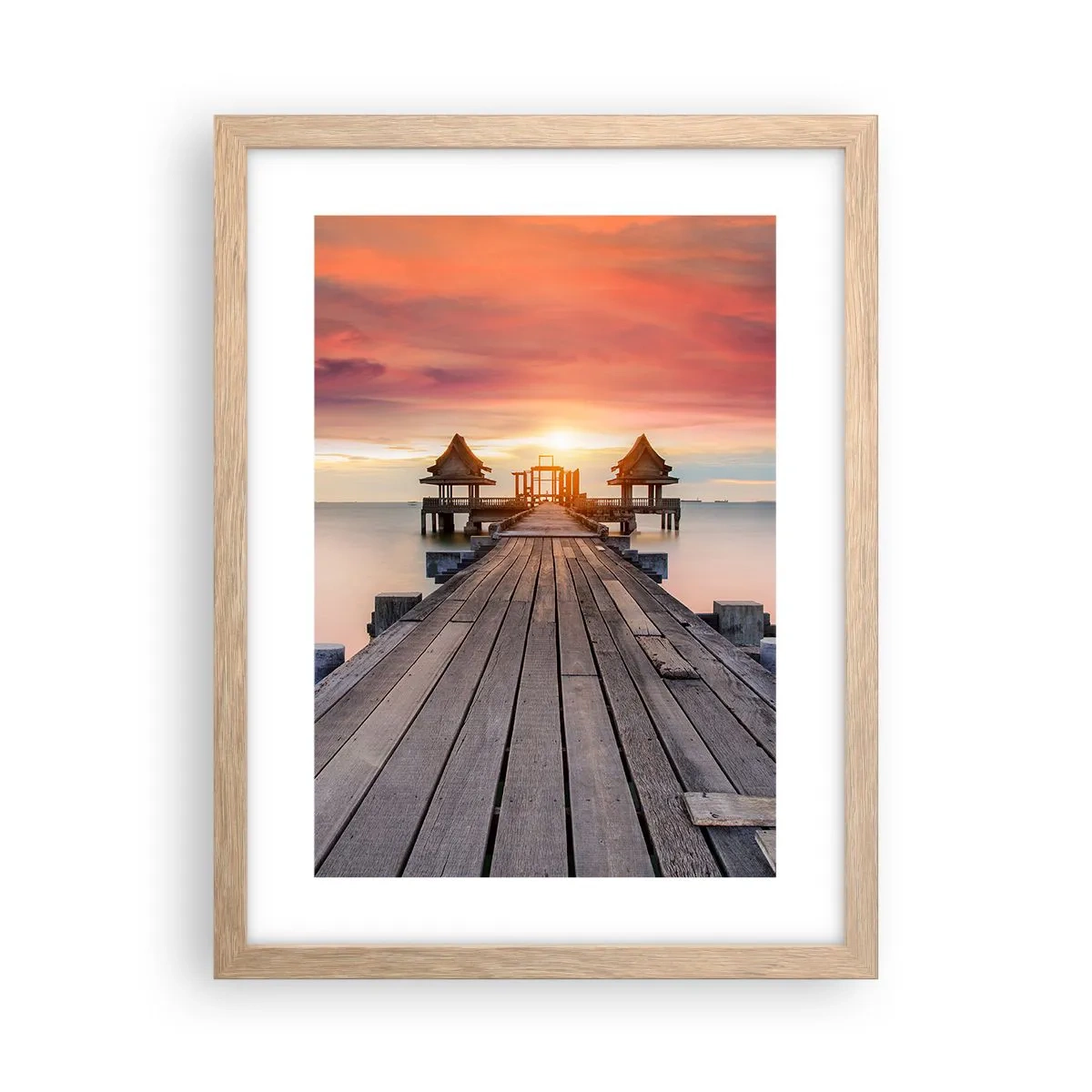 Plakát v rámu světlý dub - Západ na východě - 30x40 cm