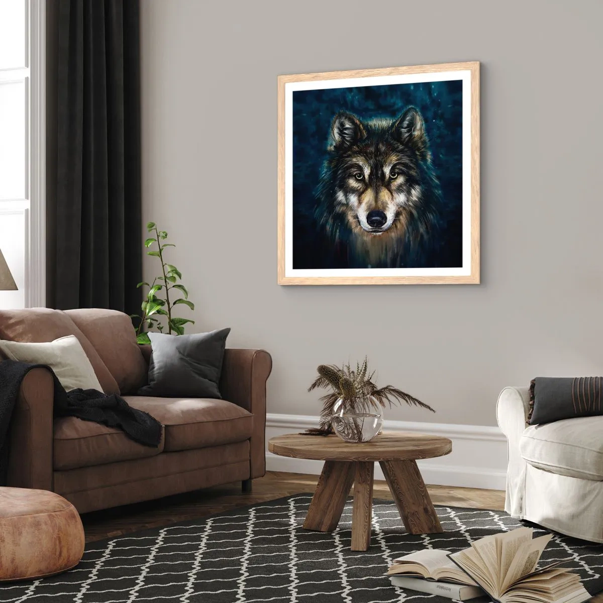 Plakát v rámu světlý dub - Alfa? A omega - 30x30 cm