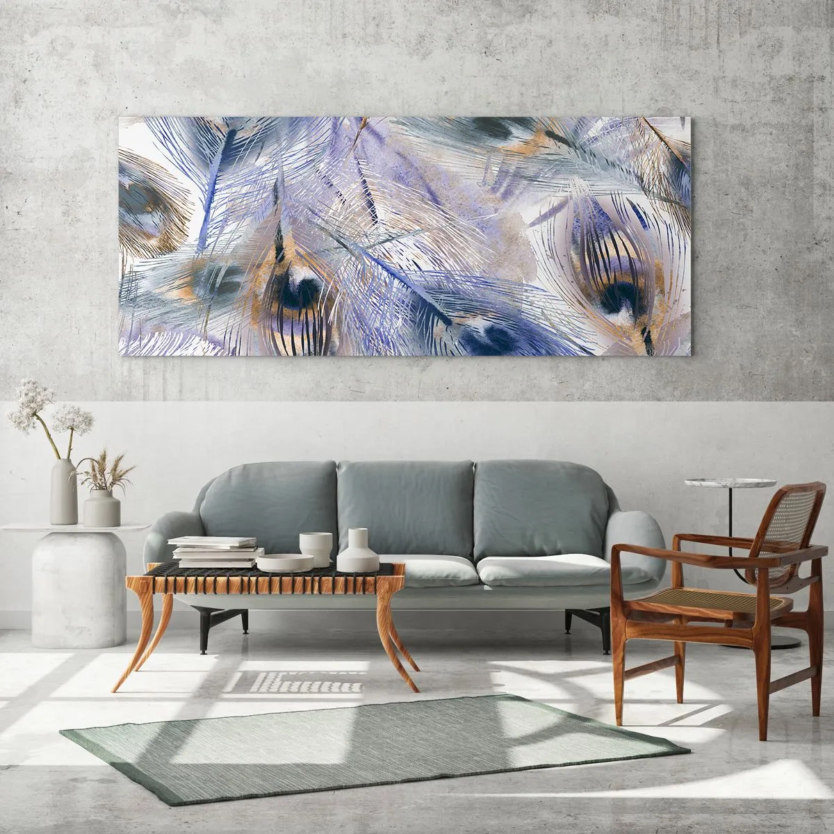 Obraz na skle - Kompozice pavího oka - 160x50 cm