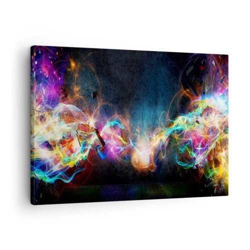 Obraz na plátně - Barevné záblesky světla v abstraktní kompozici - 70x50cm - Radostně proti tmě - Moderní nástěnná dekorace do obývacího pokoje a ložnice ARTTOR