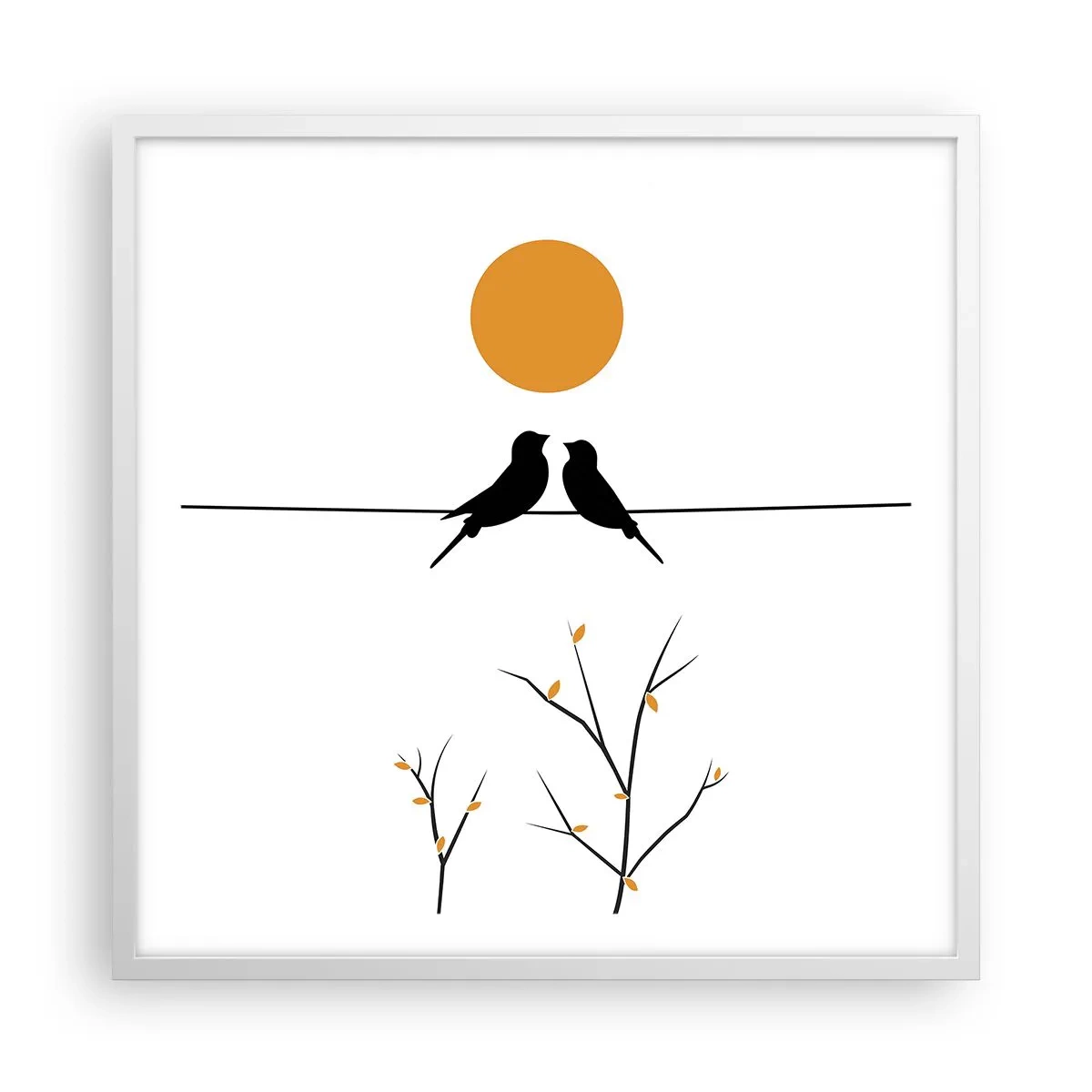 Plakát v bílém rámu - Slavíčí večer - 60x60 cm