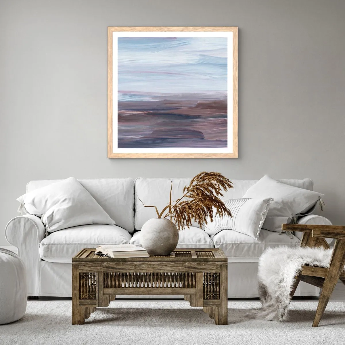 Plakát v rámu světlý dub - Živly: voda - 30x30 cm