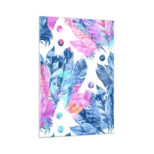 Obraz na skle - Chocholy v růžové a blankytné - 80x120 cm