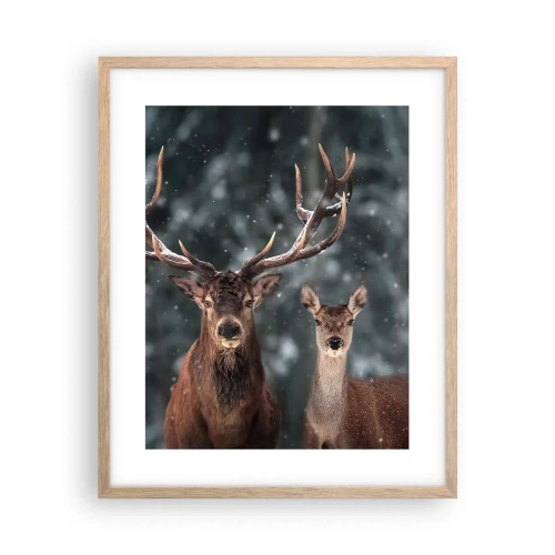 Plakát v rámu světlý dub - Pán lesa se svou ženou - 40x50 cm