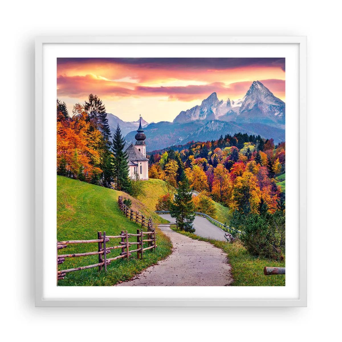 Plakát v bílém rámu - Naprosto ideální krajina - 60x60 cm