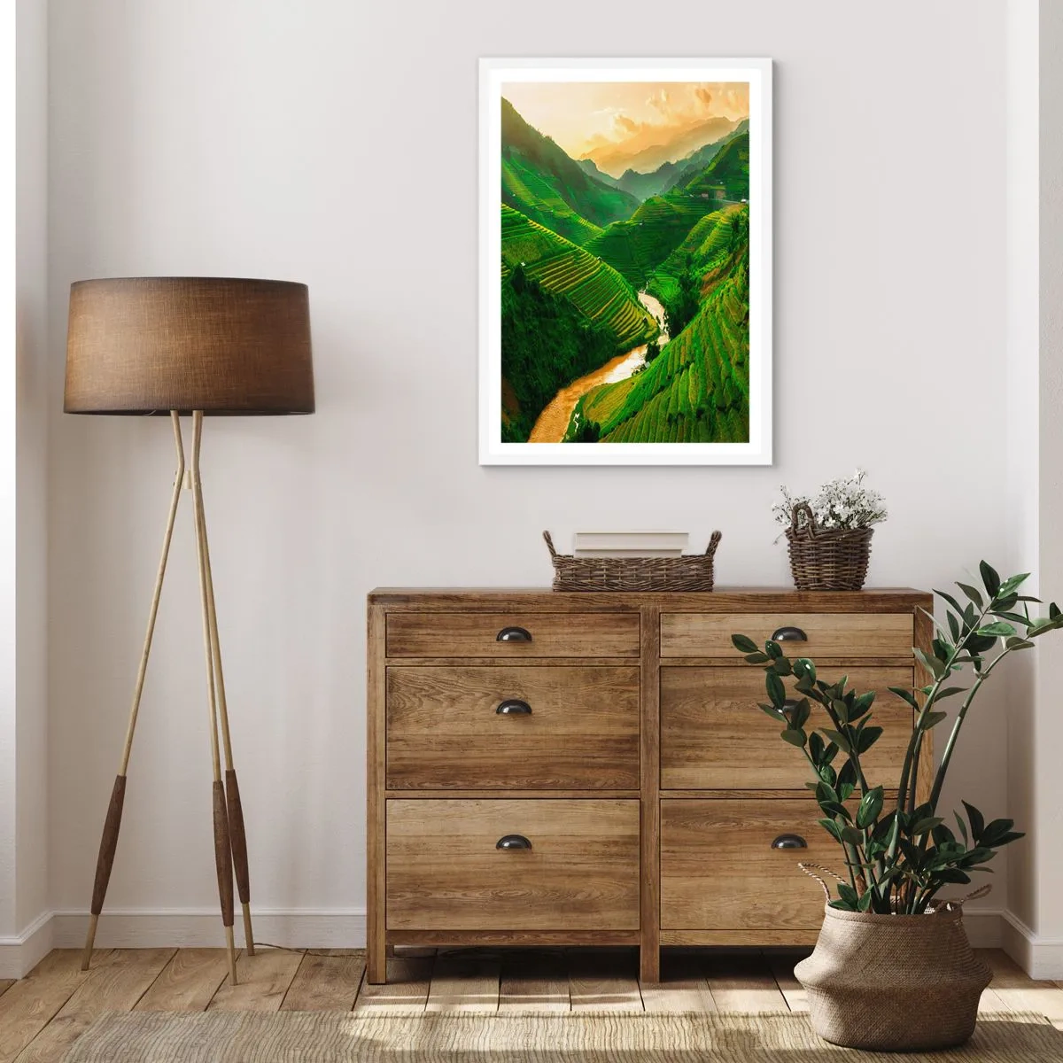 Plakát v bílém rámu - Vietnamské údolí - 61x91 cm