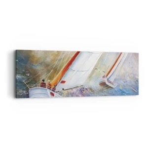 Obraz na plátně - Běžící přes vlny - 90x30 cm