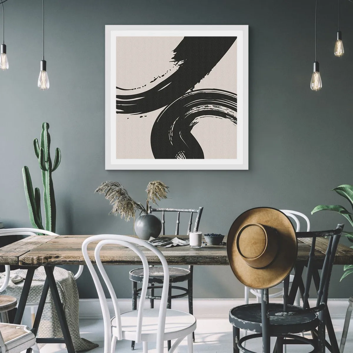 Plakát v bílém rámu - Rozmáchle a dokola - 30x30 cm