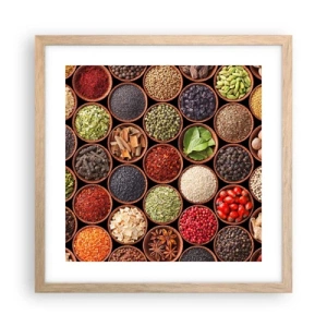 Plakát v rámu světlý dub - Všechny chutě světa - 40x40 cm