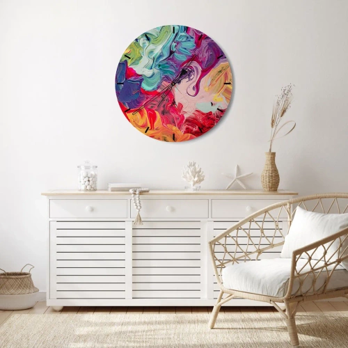 Nástěnné hodiny - Abstraktní mix barev v intenzivních odstínech - 30x30cm - Zrození barev - Moderní nástěnná dekorace do obývacího pokoje, kuchyně a ložnice ARTTOR