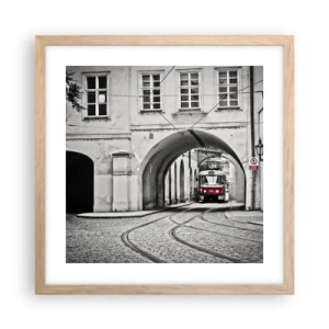 Plakát v rámu světlý dub - Městským labyrintem - 40x40 cm