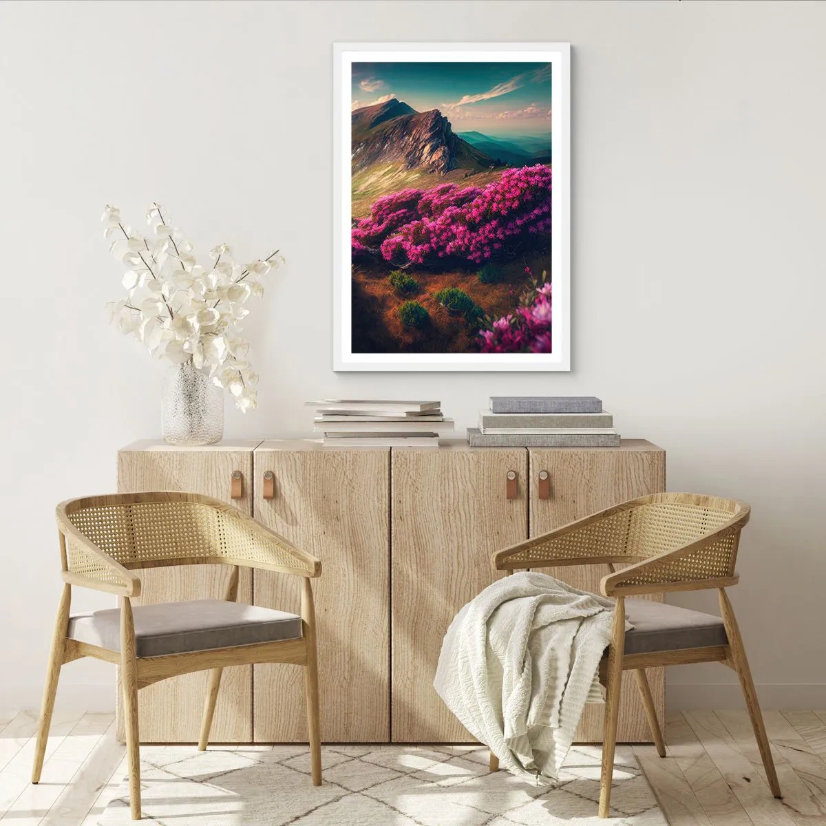 Plakát v bílém rámu - Léto na horách - 40x50 cm
