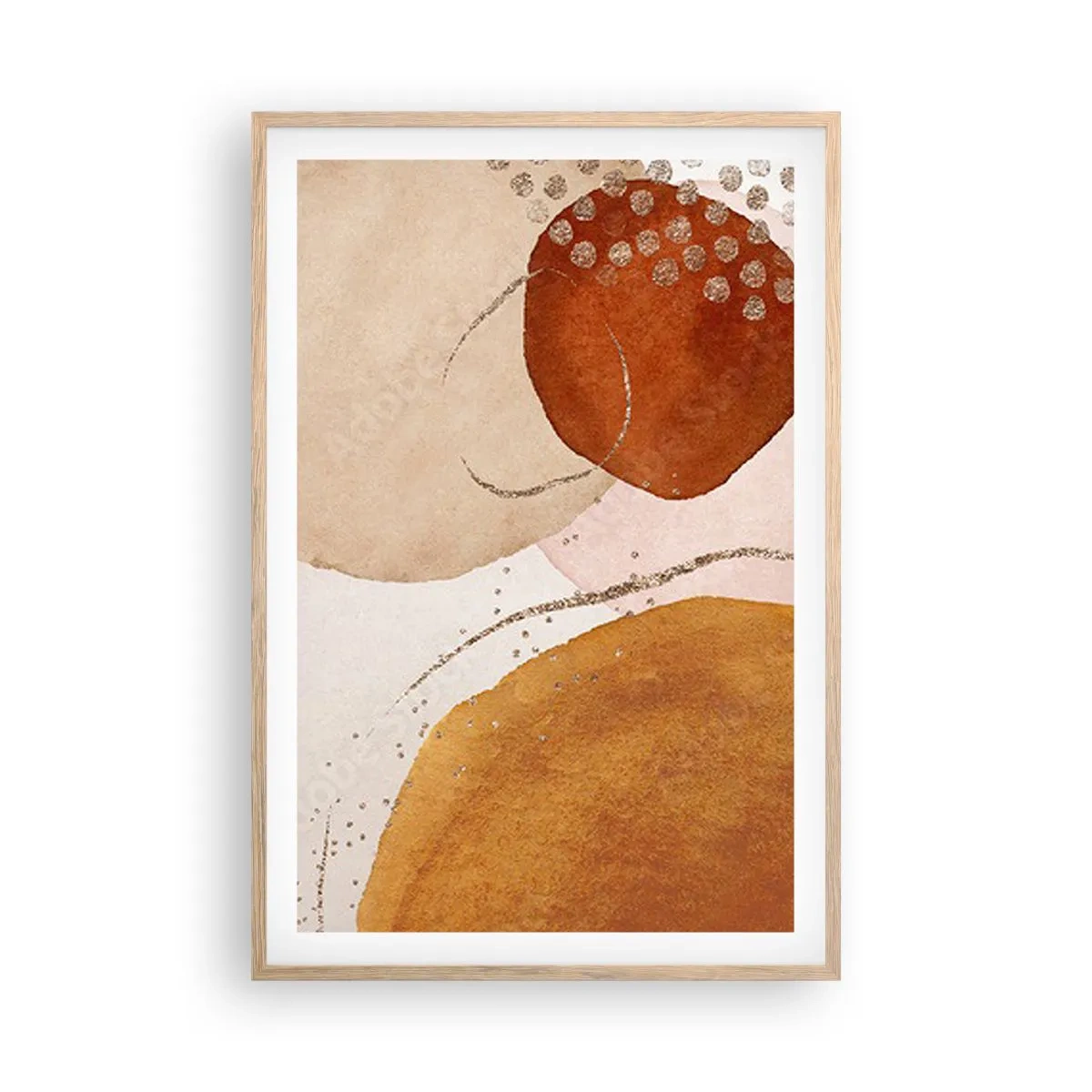 Plakát v rámu světlý dub - Zaoblení a pohyb - 61x91 cm