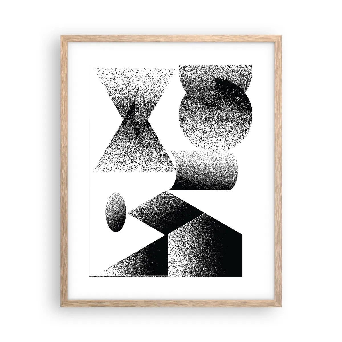 Plakát v rámu světlý dub - Úhly a ovály - 40x50 cm
