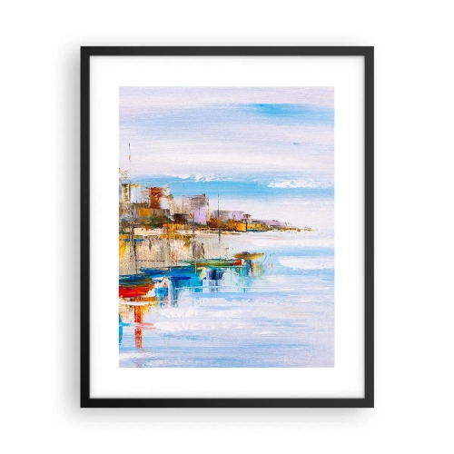 Plakát v černém rámu - Vícebarevný městský přístav - 40x50 cm