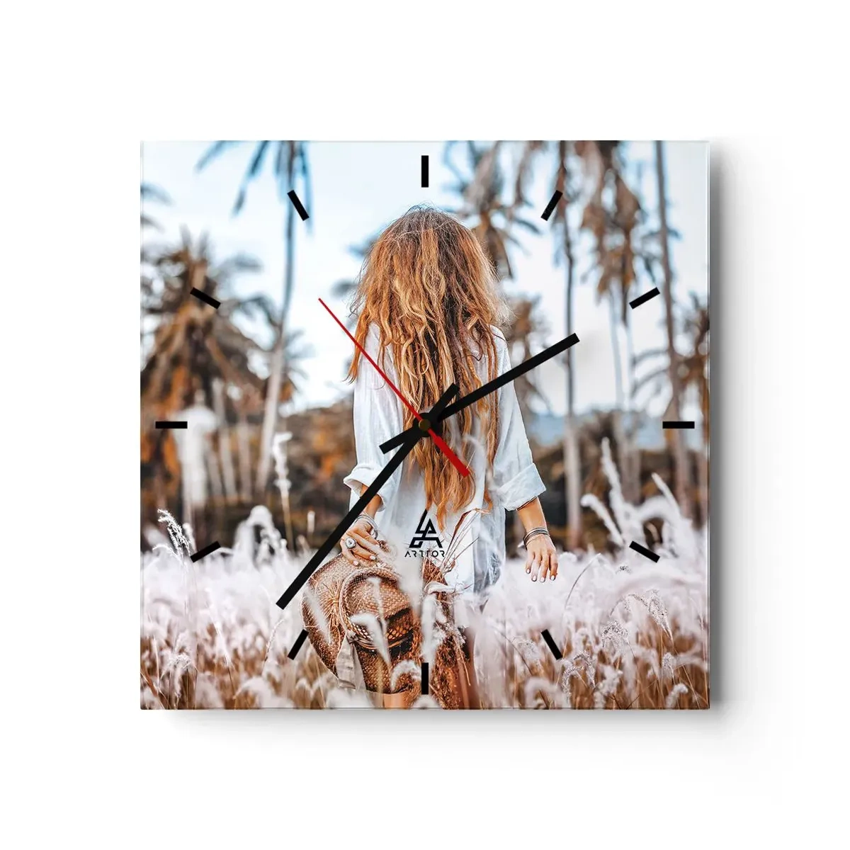 Nástěnné hodiny - Zrozená z travní chmýří - 40x40 cm