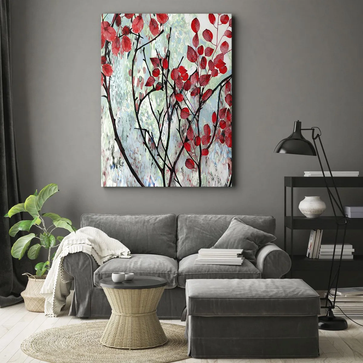 Obraz na plátně - Strom v šarlatové - 65x120 cm