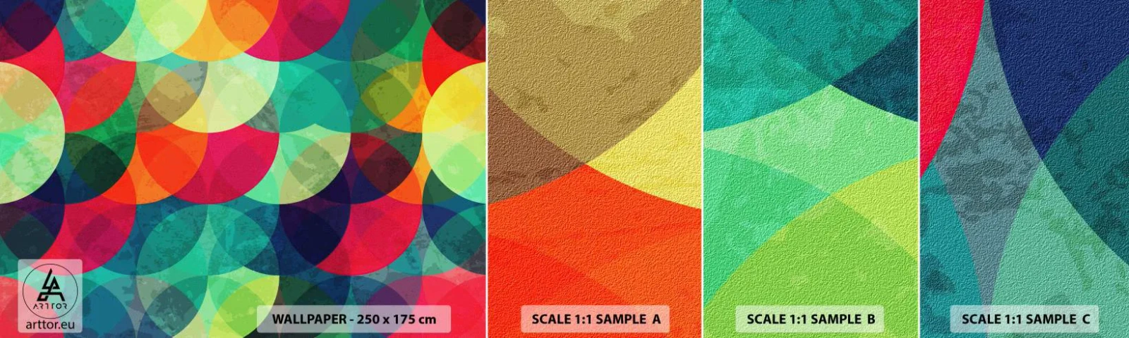 Fototapeta Vzorek Standard Eco - Vstoupit do duhy - Abstrakce, Kus, Barevné kruhy - 100x30 cm