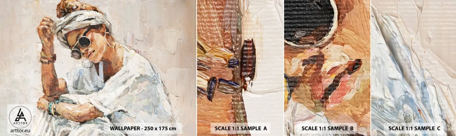 Fototapeta Vzorek Standard Eco - Portrét v plném slunci - Portrét, Boho, Olej - 100x30 cm