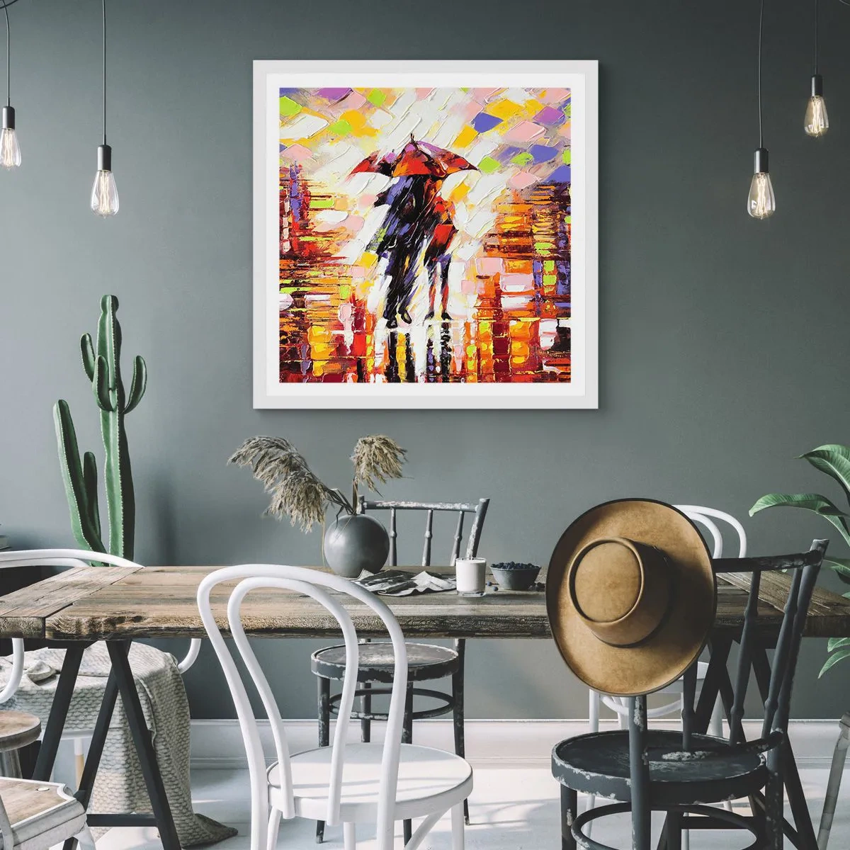 Plakát v bílém rámu - Společně přes noc a déšť - 40x40 cm