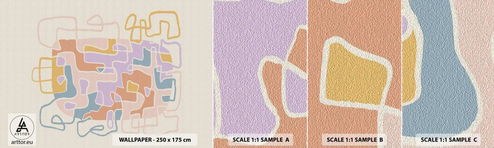 Fototapeta Vzorek Standard Eco - Labyrint – veselé dobrodružství - Minimalismus, Pastel, Čáry - 100x30 cm